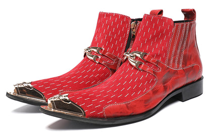 Mens Top-Grain Leather Party Dress Ankle Cowboy Western Boots