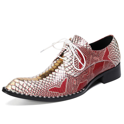 Mens Snip Toe Textured Snakeskin Print Oxfords Shoes