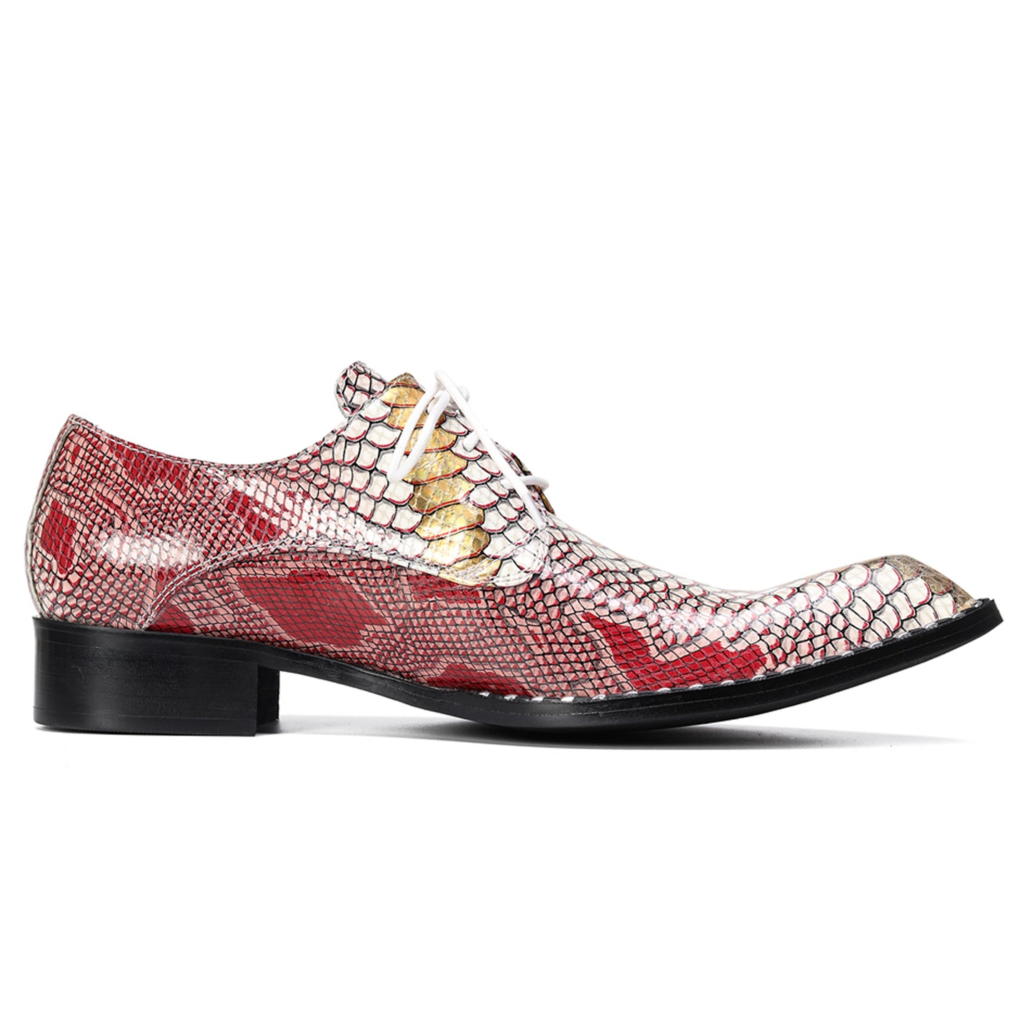 Mens Snip Toe Textured Snakeskin Print Oxfords Shoes