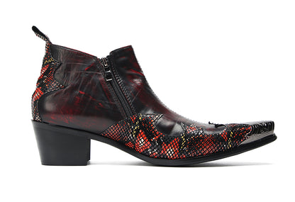 Mens Metal Pointed Toe Zipper Dress Ankle Western Boots