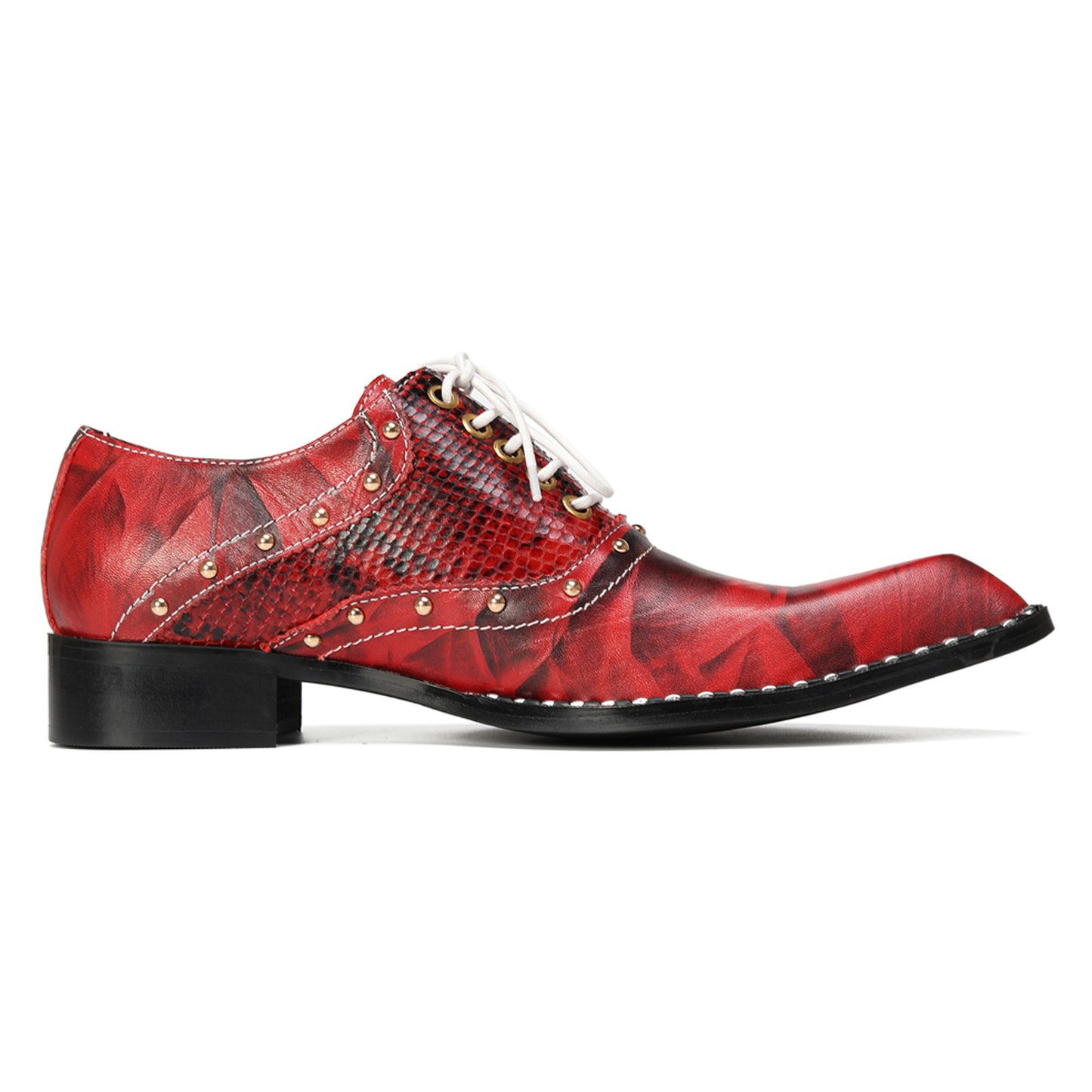 Mens Textured Panel & Studded Detail Oxfords Shoes
