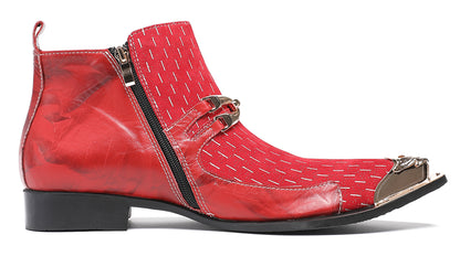 Mens Top-Grain Leather Party Dress Ankle Cowboy Western Boots