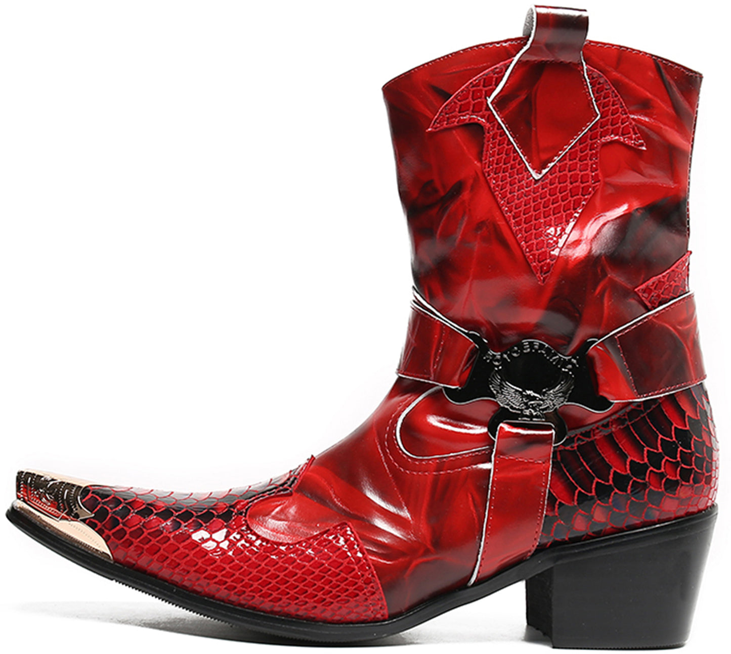 Mens Top-Grain Leather High Top Western Cowboy Boots