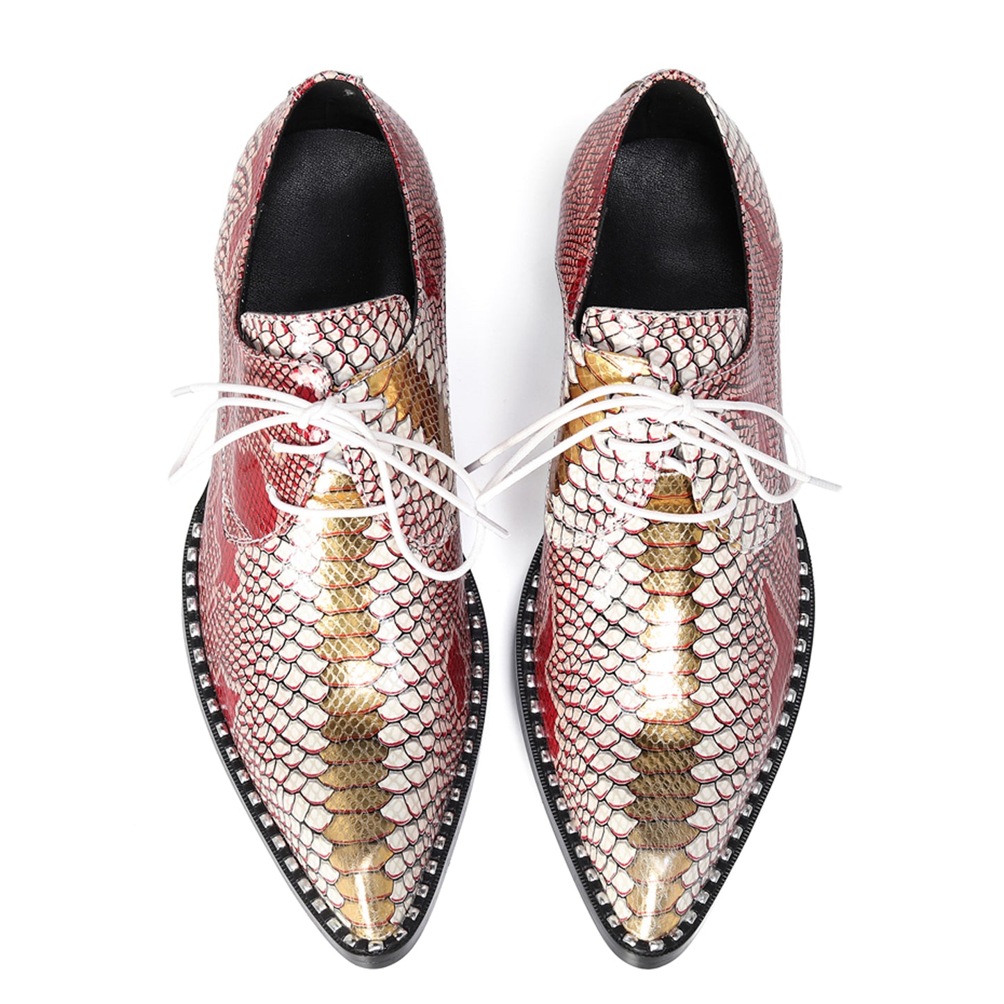 Mens Snip Toe Textured Snakeskin Print Oxfords Shoes