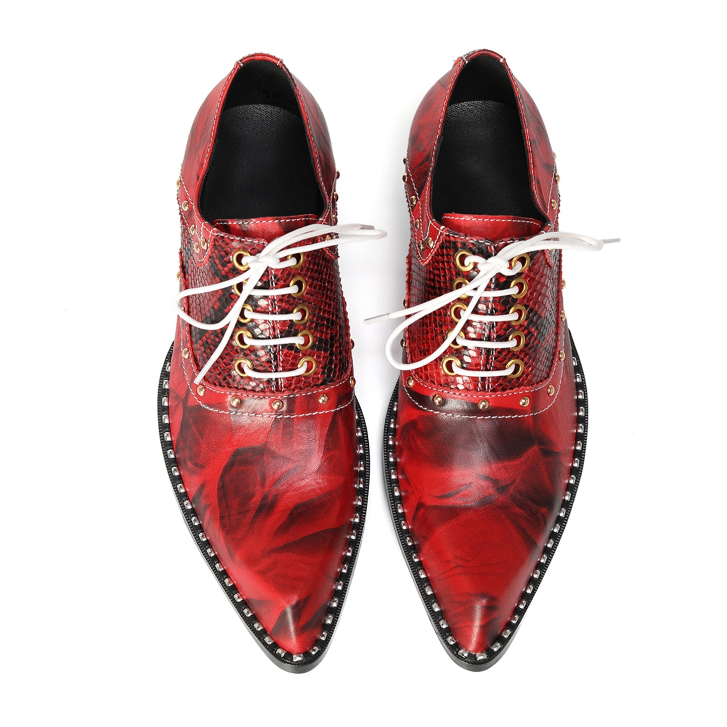 Mens Textured Panel & Studded Detail Oxfords Shoes