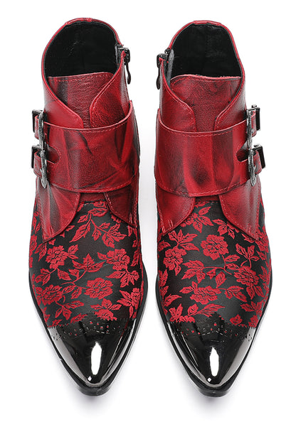 Mens Vintage Floral Leather Dress Cowboy Western Boots