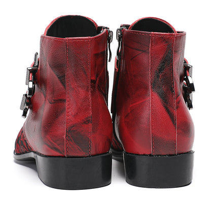 Mens Vintage Floral Leather Dress Cowboy Western Boots
