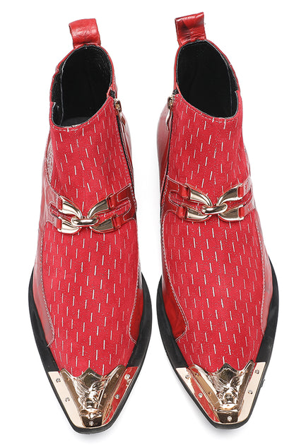 Mens Top-Grain Leather Party Dress Ankle Cowboy Western Boots