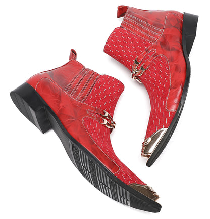 Mens Top-Grain Leather Party Dress Ankle Cowboy Western Boots