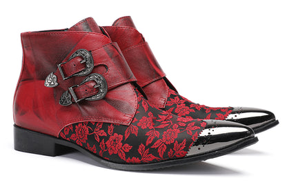 Mens Vintage Floral Leather Dress Cowboy Western Boots