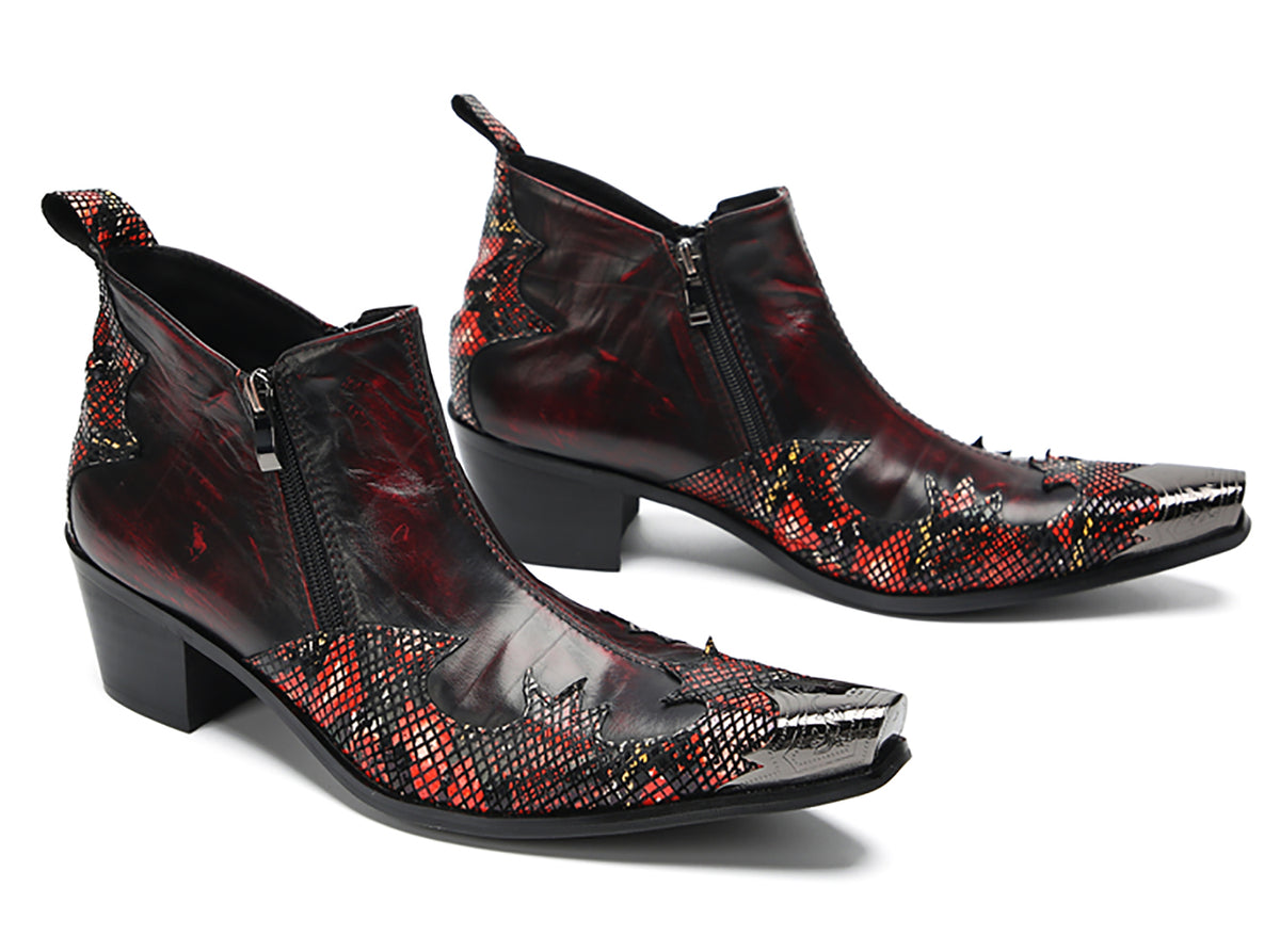 Mens Metal Pointed Toe Zipper Dress Ankle Western Boots