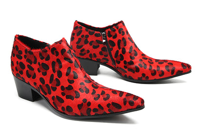 Mens Silp On Casual Dress Party Suede Pointed Toe Heel Pumps Loafers