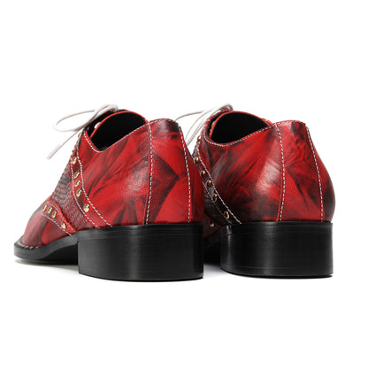 Mens Textured Panel & Studded Detail Oxfords Shoes