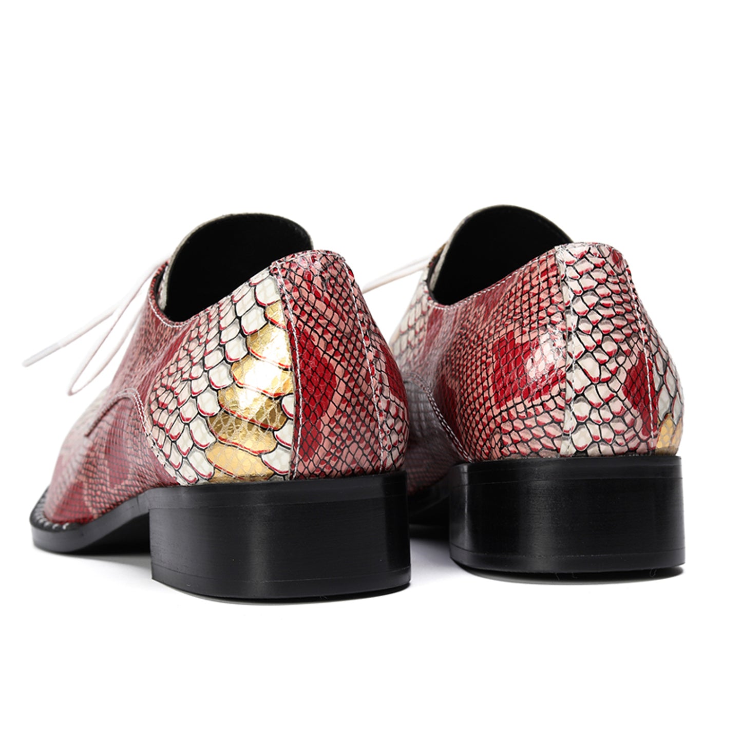 Mens Snip Toe Textured Snakeskin Print Oxfords Shoes