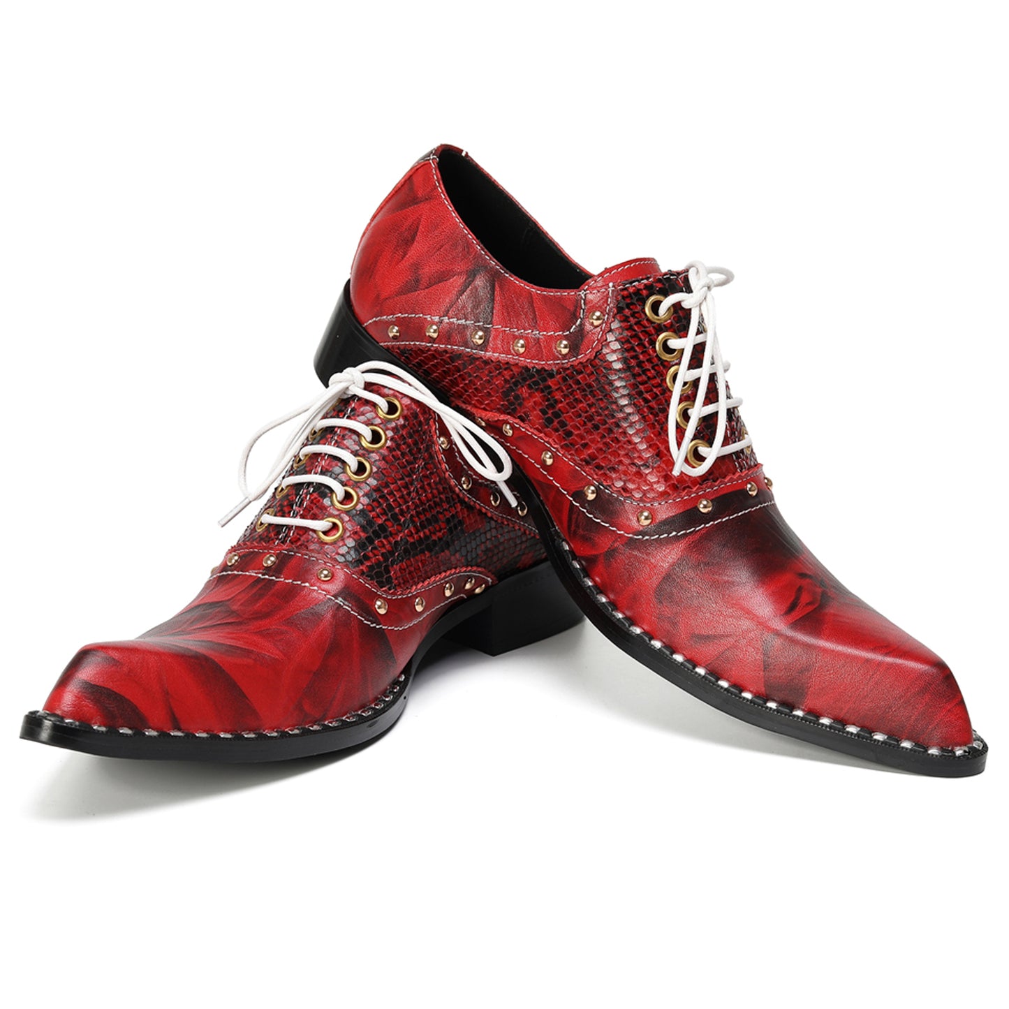 Mens Textured Panel & Studded Detail Oxfords Shoes