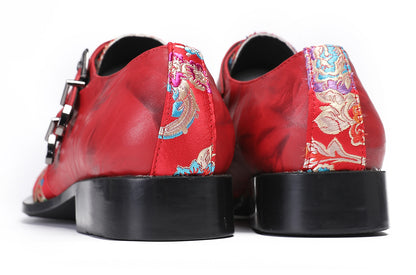 Mens Casual Metal-Tip Toe Slip On Disco Buckle Western Loafers