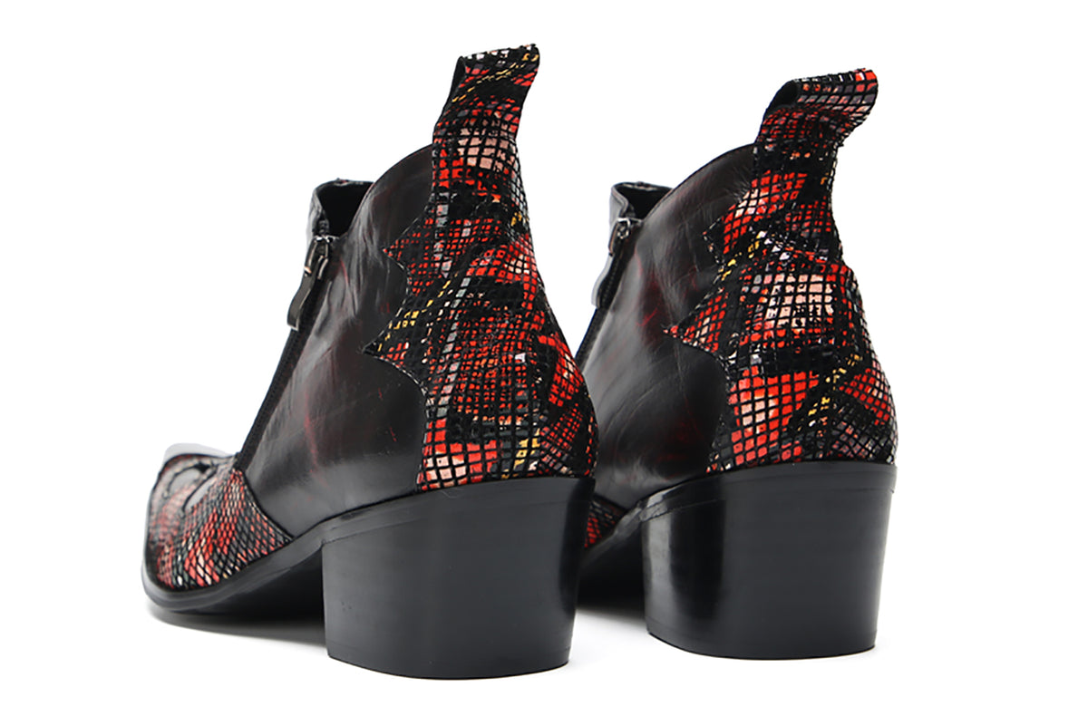 Mens Metal Pointed Toe Zipper Dress Ankle Western Boots