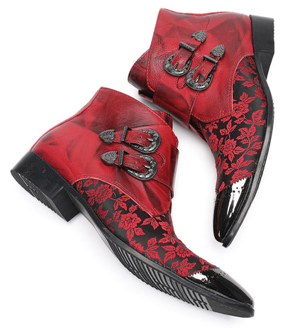 Mens Vintage Floral Leather Dress Cowboy Western Boots
