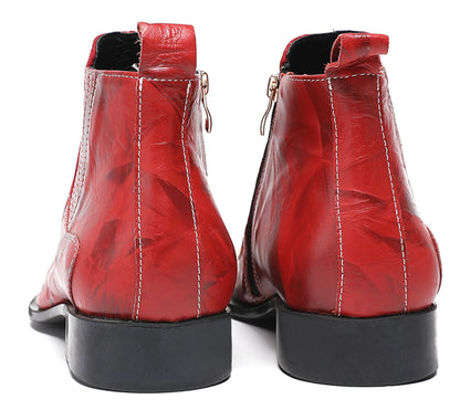 Mens Top-Grain Leather Party Dress Ankle Cowboy Western Boots