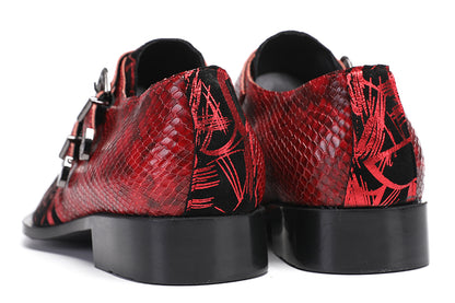 Mens Party Casual Double Buckle Floral Western Loafers