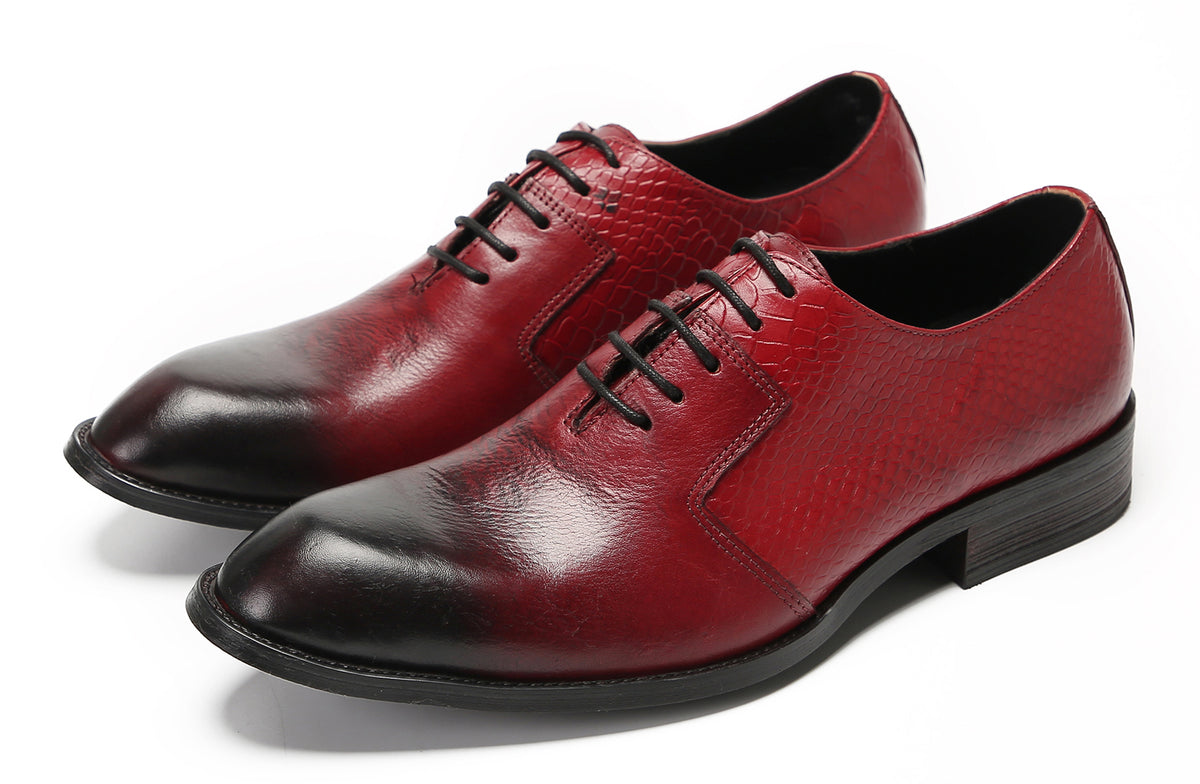 Mens Dress Prom Crocodile Printed Tuxedo Oxfords