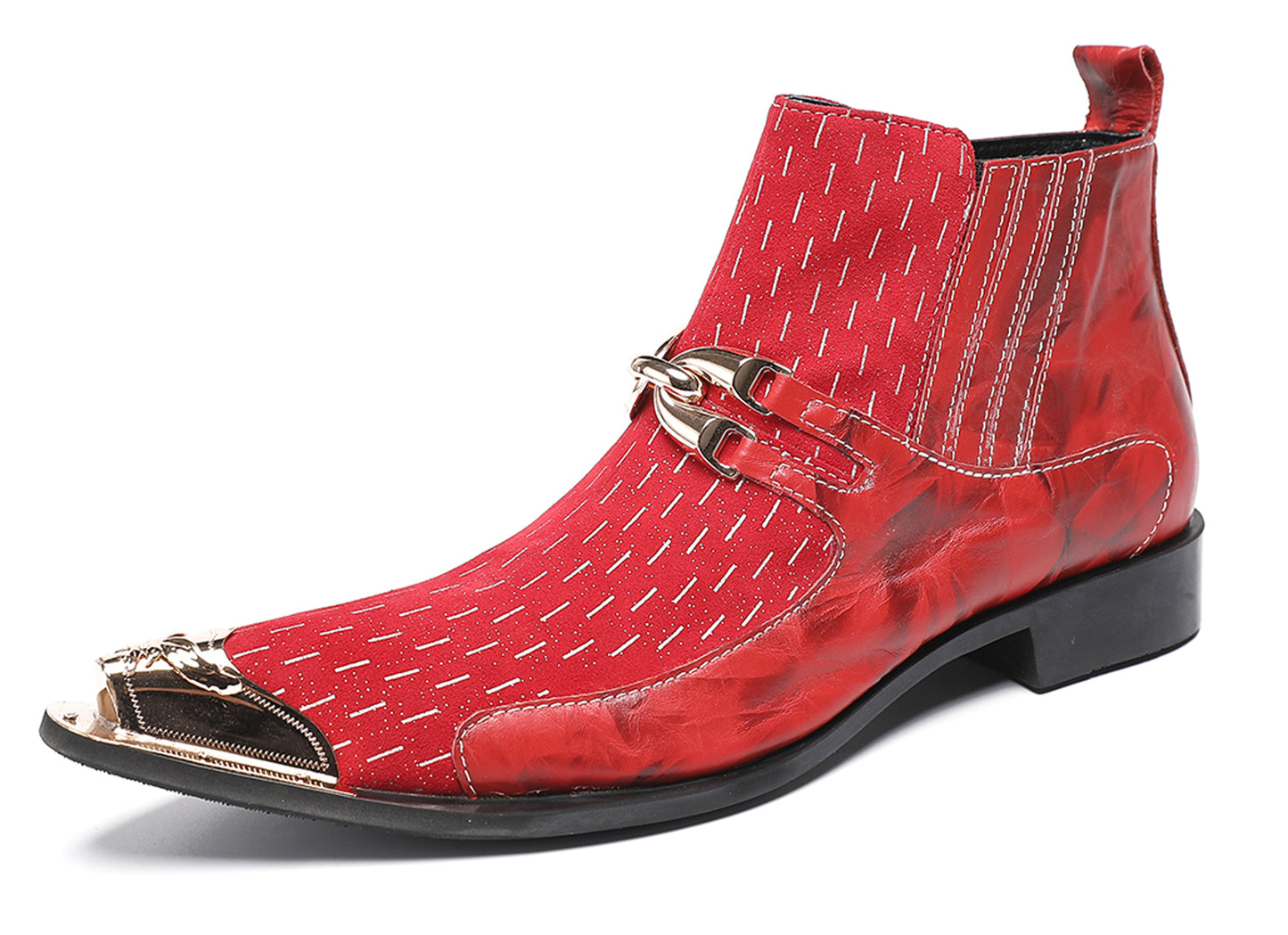 Mens Top-Grain Leather Party Dress Ankle Cowboy Western Boots