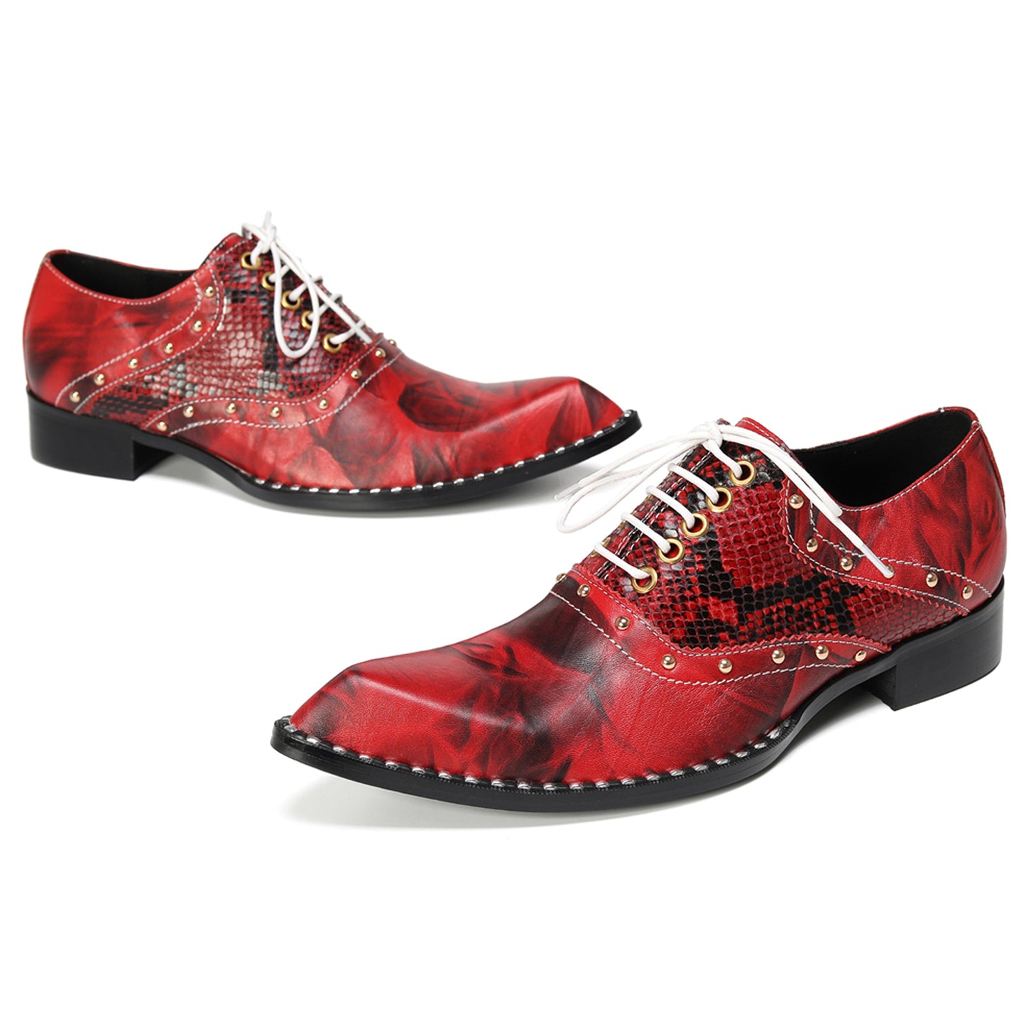 Mens Textured Panel & Studded Detail Oxfords Shoes