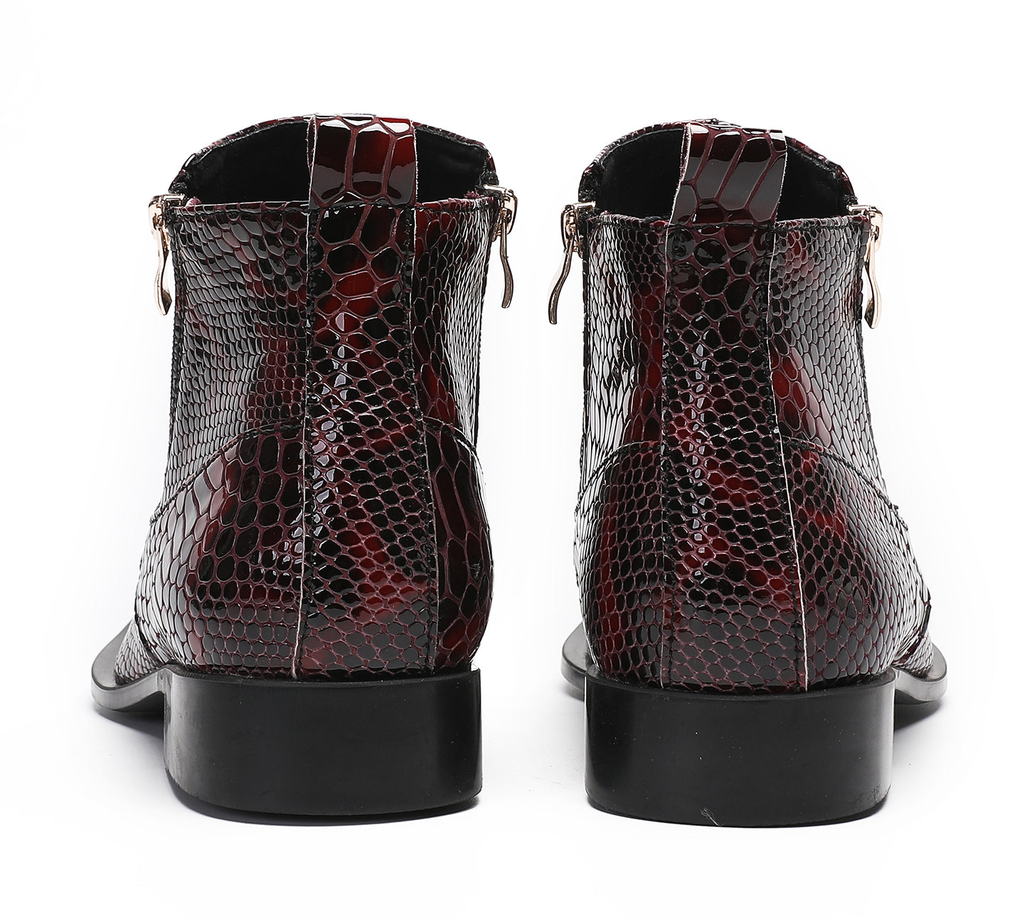 Mens Party Red Dress Casual Bead Double Zippers Ankle Western Boots