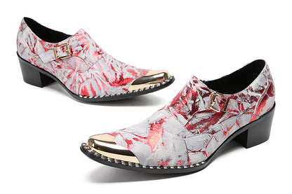 Mens Casual Metal-Tip Toe Buttons Slip On Genuine Leather Western Loafers