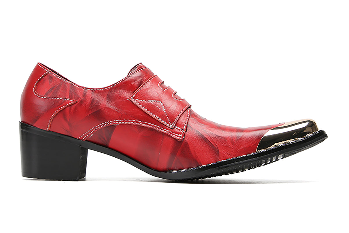Mens Metal-Tip Toe Buttons Slip On Genuine Leather Western Loafers