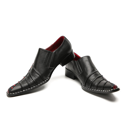 Mens Casual Novelty Plain Toe Genuine Leather Slip On Penny Loafers