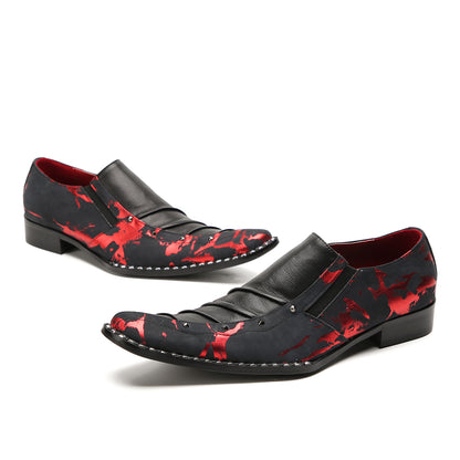Mens Casual Novelty Plain Toe Genuine Leather Slip On Penny Loafers