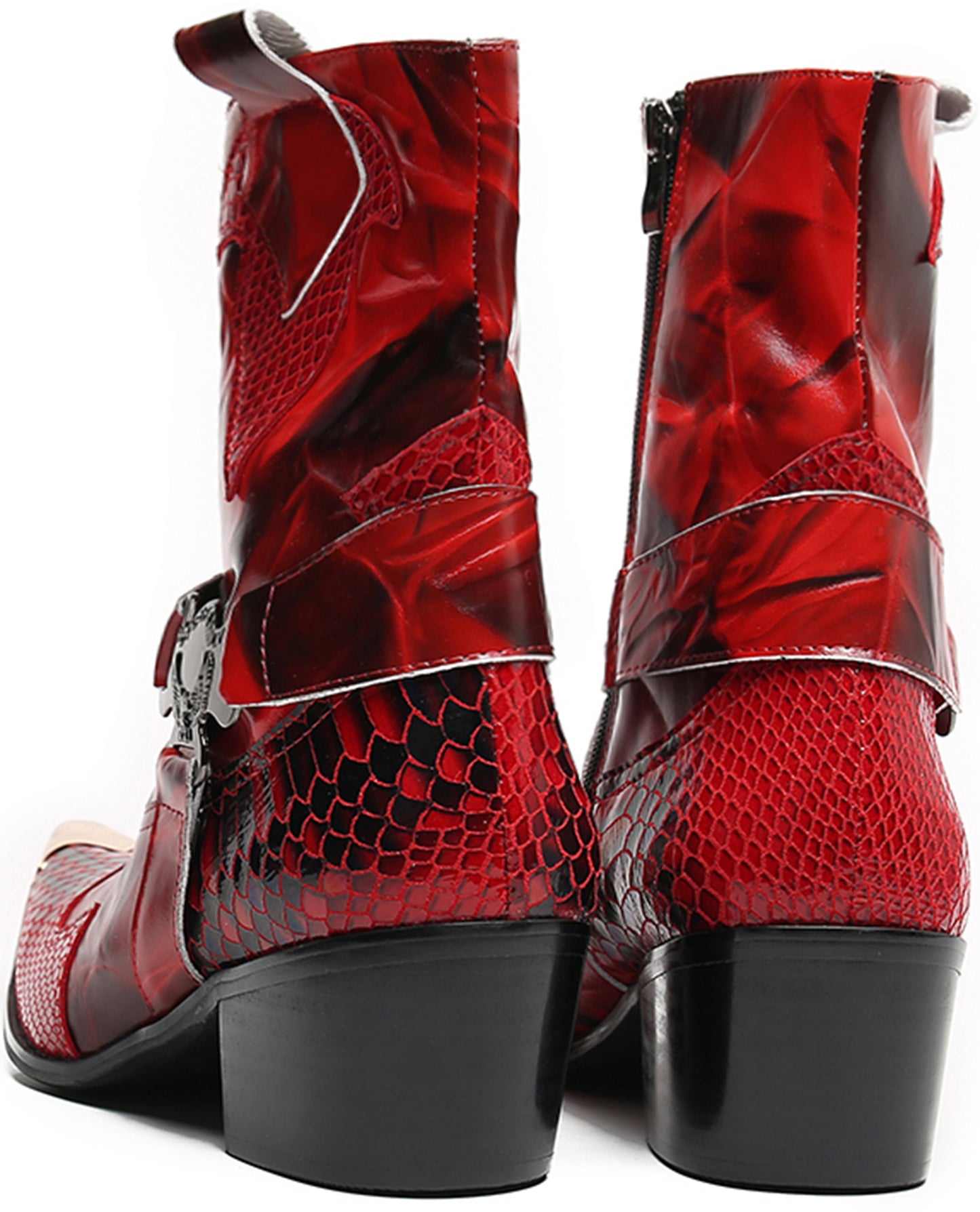Mens Top-Grain Leather High Top Western Cowboy Boots