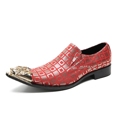Mens Metal-Tip Pointed Toe Fashion Slip On Western Loafers