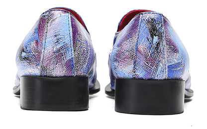 Mens Genunie Leather Slip On Metal Tip Toe Chain Western Loafers