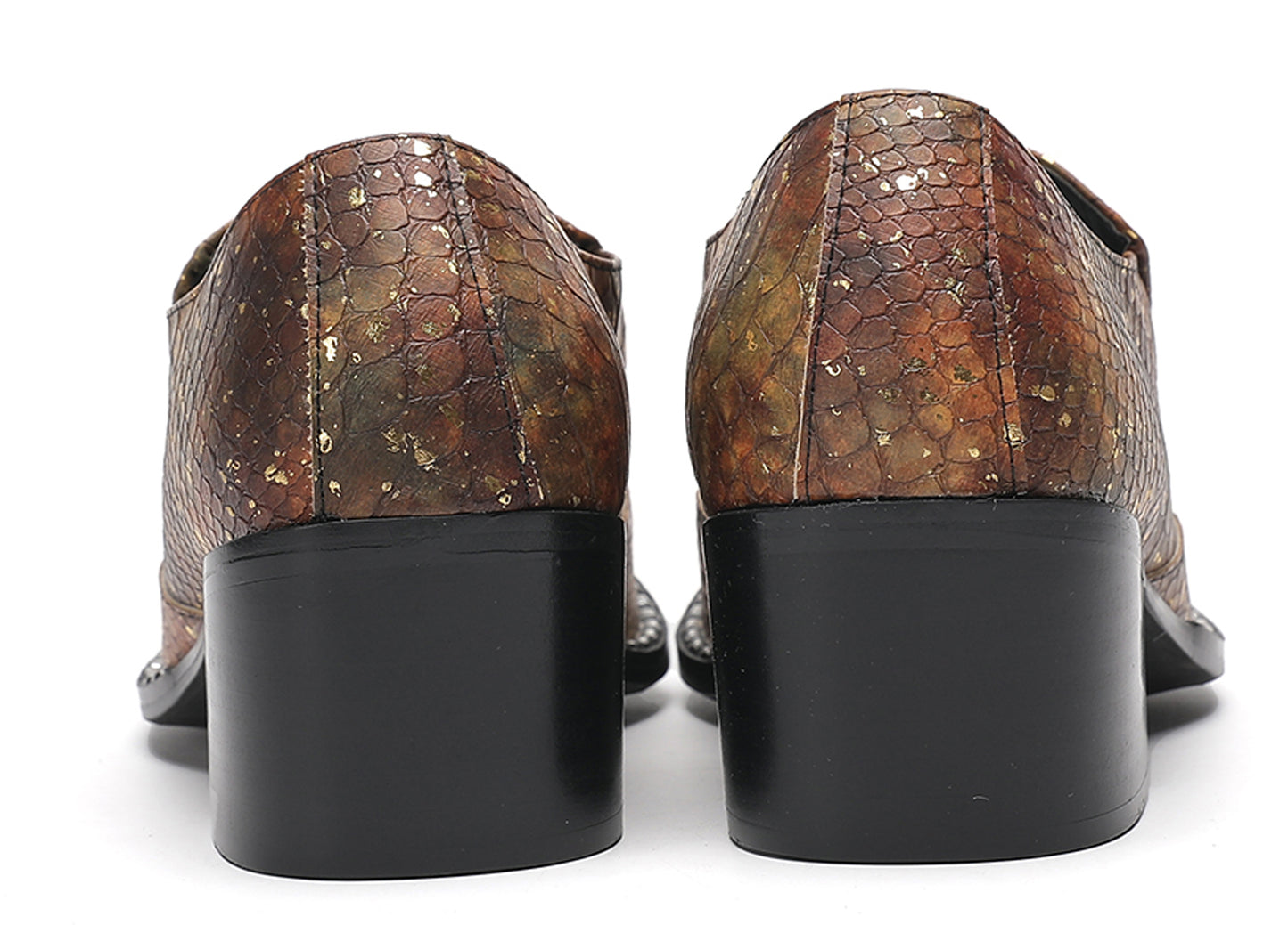 Mens Exotic Snakeskin Leather Slip-On Western Loafers