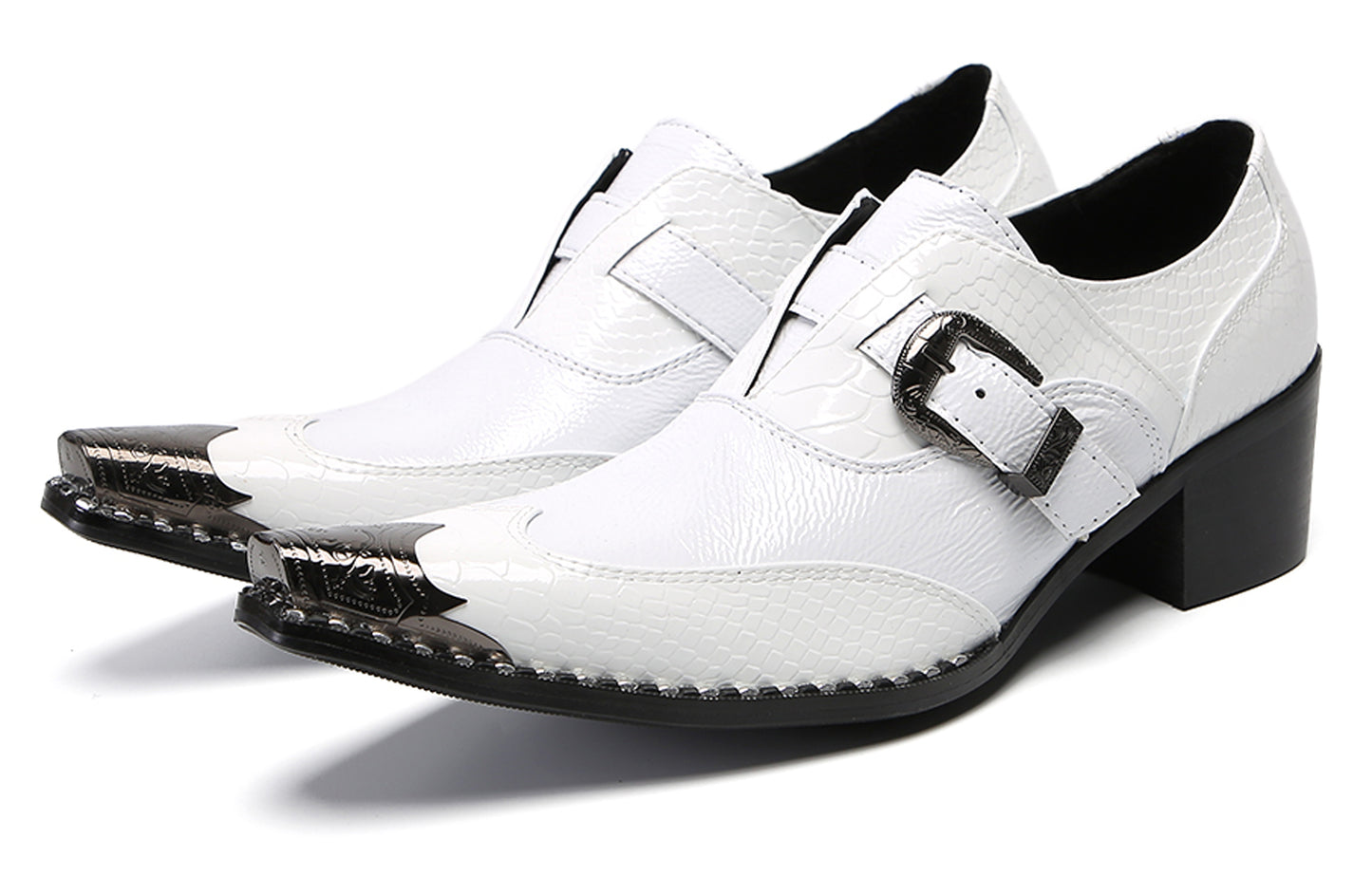 Men‘s Monk Strap Loafers Genuine Leather Croc-Embossed Shoes