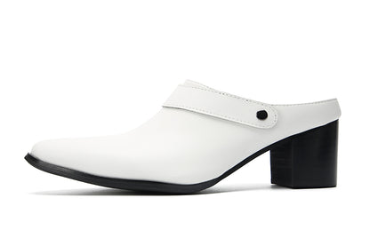Mens Genunie Leather Mules Slip On Casual Slippers Heel Sandals Clogs Loafers