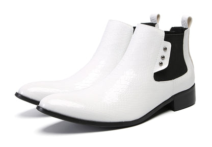 Mens Top-Grain Leather Slip-On Chelsea Boots