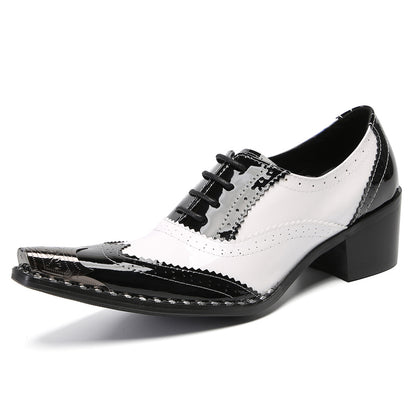 Mens Square Toe Two-Tone Brogue Western Oxfords Shoes
