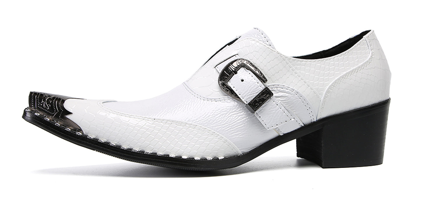 Men‘s Monk Strap Loafers Genuine Leather Croc-Embossed Shoes