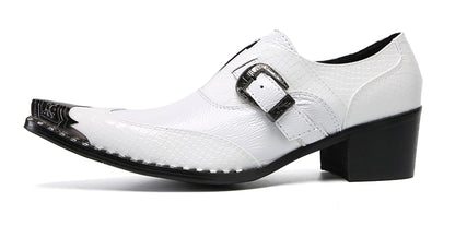Men‘s Monk Strap Loafers Genuine Leather Croc-Embossed Shoes