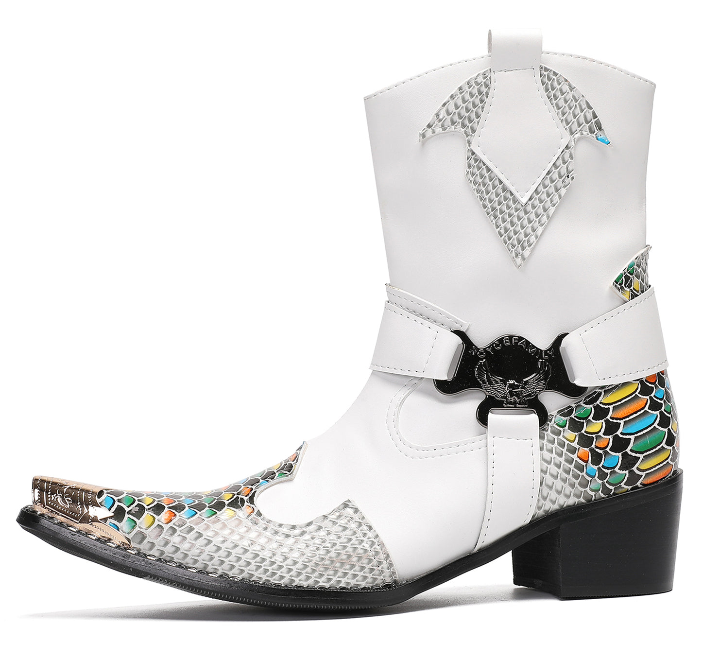 Mens Top-Grain Leather High Top Western Cowboy Boots