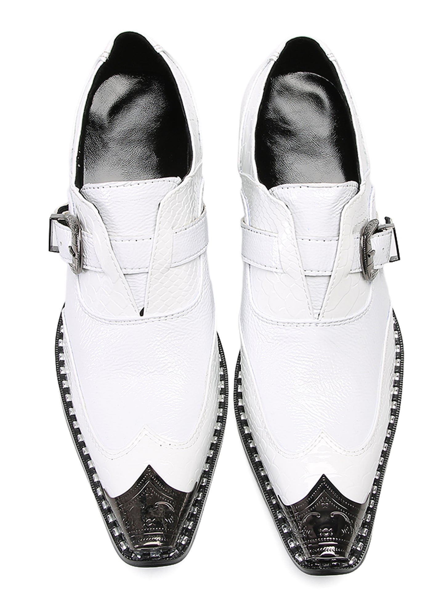 Men‘s Monk Strap Loafers Genuine Leather Croc-Embossed Shoes