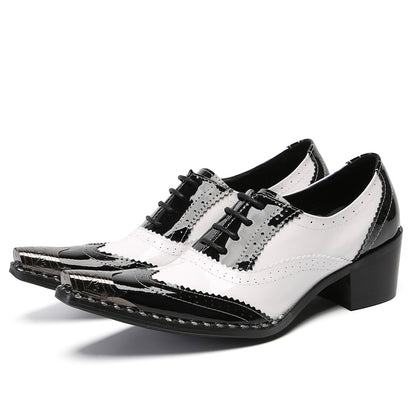 Mens Square Toe Two-Tone Brogue Western Oxfords Shoes