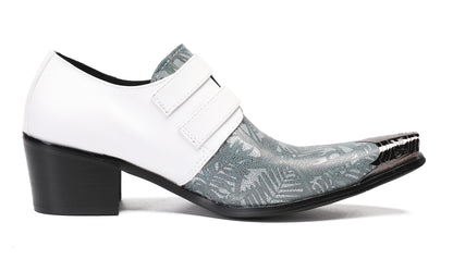 Mens Party Dress Metal-Tip Toe Heel Double Monk Strap Western Loafers