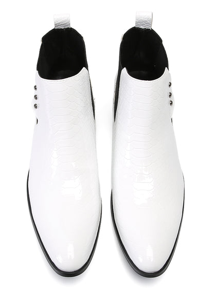 Mens Top-Grain Leather Slip-On Chelsea Boots