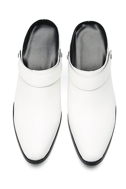 Mens Genunie Leather Mules Slip On Casual Slippers Heel Sandals Clogs Loafers