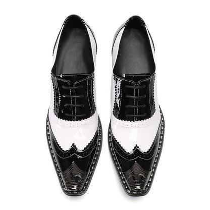 Mens Square Toe Two-Tone Brogue Western Oxfords Shoes
