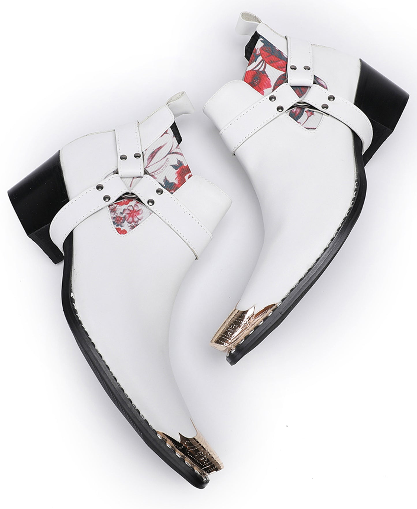 Mens Genuine Leather Pull Up Belt Buckle Metal Tip Ankle Western Boots